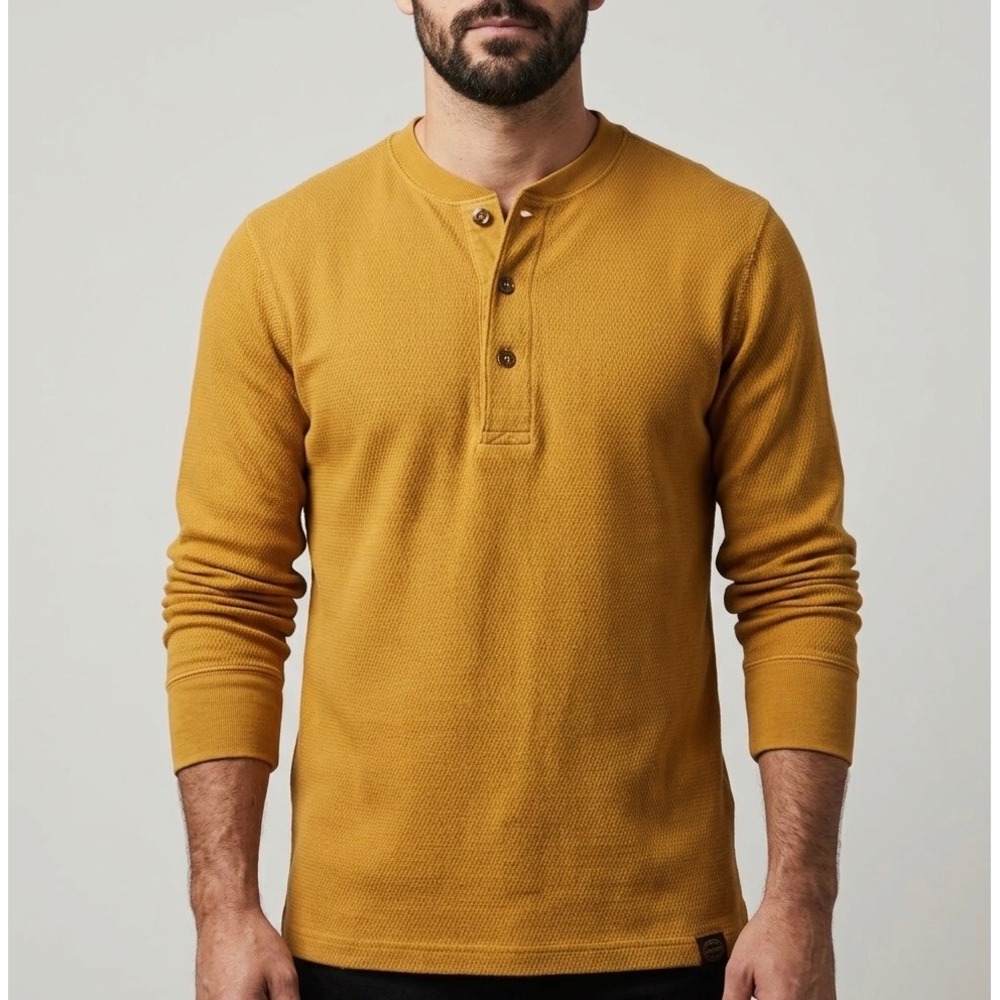 Filson Mens Henley Shirt Thermal Waffle Knit Buckthorn XS